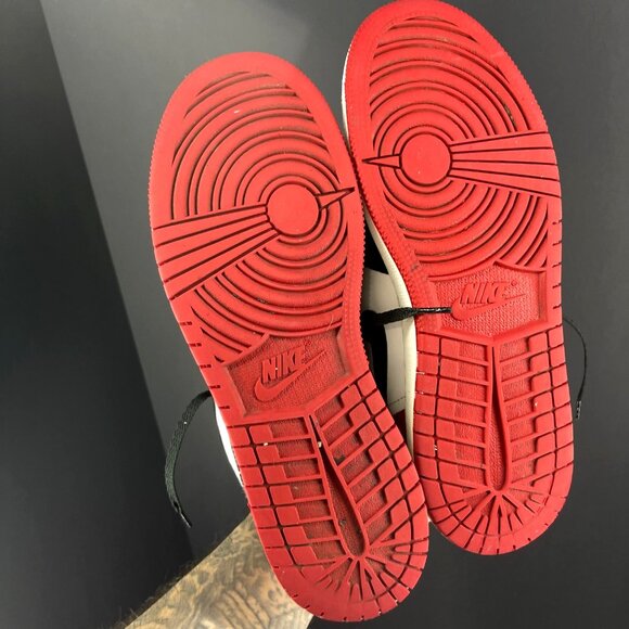 Nike Air Jordan 1 Low Black/Red/White Sneakers Size 7Y Basketball Shoes - Picture 4 of 7